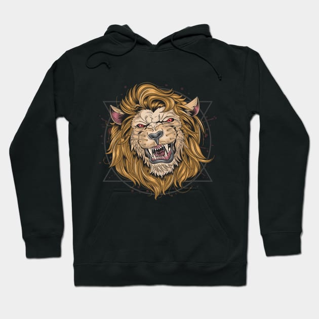 Lion fierce head Hoodie by Metaart